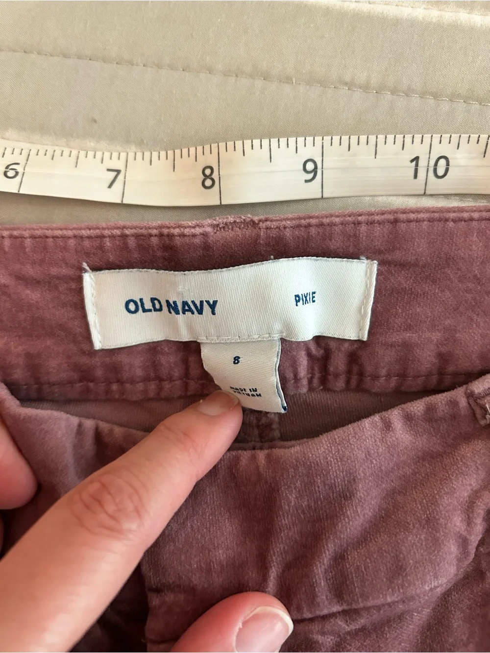 Old Navy Pixie Soft Velour Pants Pink Mauve Size 8
